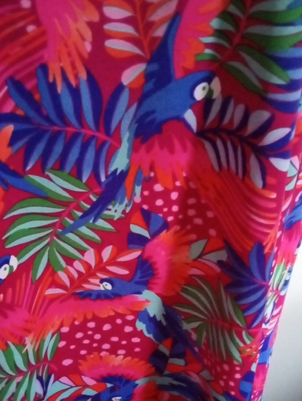 Tropical Off-Shoulder Ruffle Dress - Bright Pink Multi - Picture 3 of 11